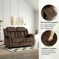 thumbnail image 5 of Bonzy Home Loveseat Sofa Set Double Recliner Manual Reclining Chair for Living Room Brown, 5 of 6