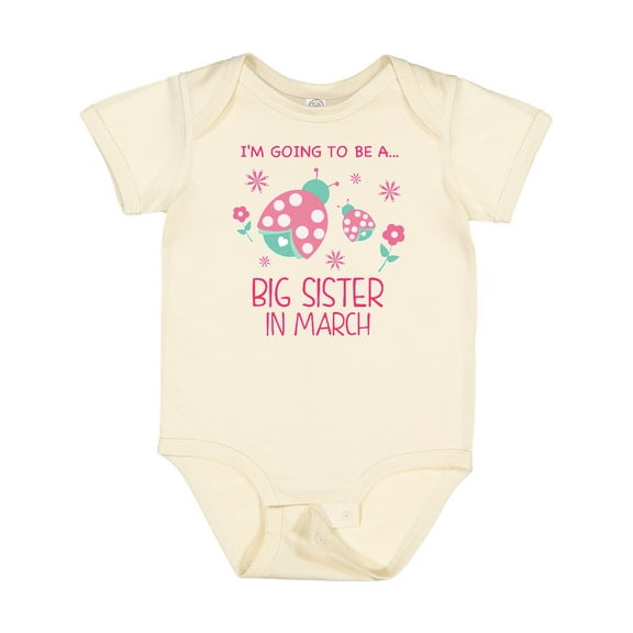 Inktastic I'm Going to Be a Big Sister in March Girls Baby Bodysuit