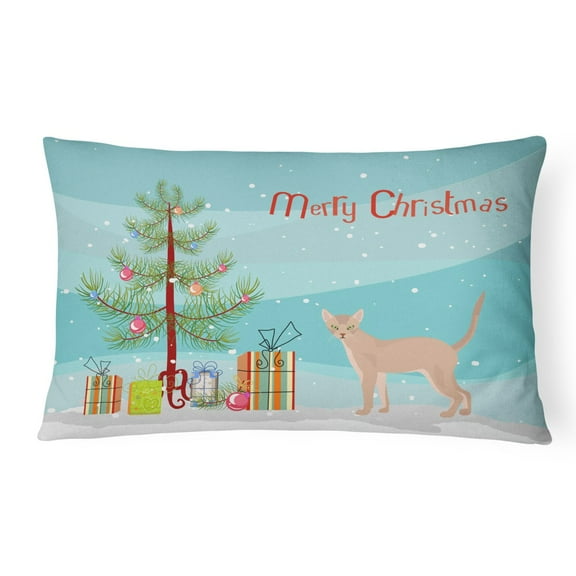 Carolines Treasures CK4546PW1216 Fawn Abyssinian Cat Merry Christmas Canvas Fabric Decorative Pillow, 12H x16W,