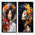 thumbnail image 2 of Designart "Red White Floral Fashion Woman Timeless Elegance" Fashion Framed Wall Art Set Of 2 - Red Fashion Framed Canvas Set For Living Room Decor, 2 of 7