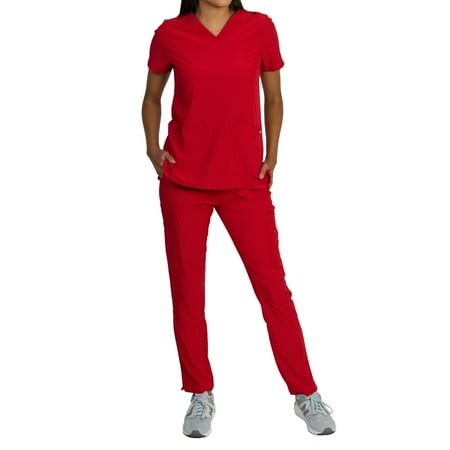 

Medgear Skye Women s Stretch Scrub Set 5-Pocket Top and Straight Leg Pants