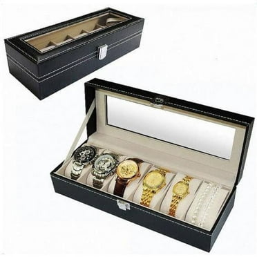 Ktaxon 6/10/12/20/24 Slot Wrist Watch Box Top Jewelry Storage Display Case Organizer