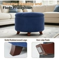 thumbnail image 6 of Hyxoo Round Ottoman, Ottoman with Storage, 24.5 Dia. x 17 H Inches Foot Rest Stool with Legs for Bedroom, Living Room, Decorative Home Furniture-24.5"D x 24.5"W x 17"H-Navy Blue, 6 of 9
