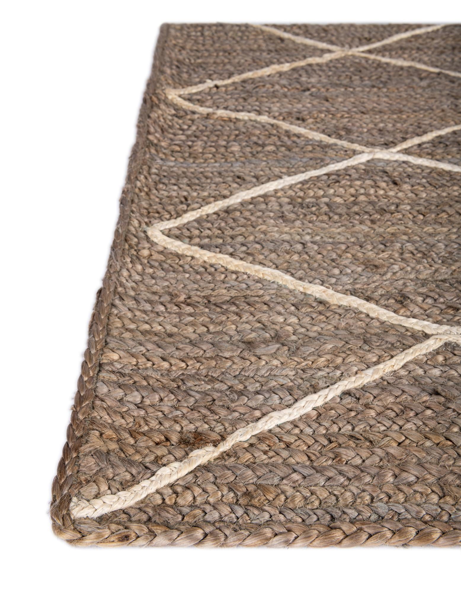 Unique Loom Braided Jute Collection Area Rug - Trellis (2' 2" x 8' 2" Runner Gray/Ivory)