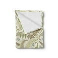 thumbnail image 2 of Botany Soft Flannel Fleece Throw Blanket, Fern Leaves Curlicue Botanical Adornments Print on Pastel Background, Cozy Plush for Indoor and Outdoor Use, 70" x 90", Eggshell and Dark Tan, by Ambesonne, 2 of 5