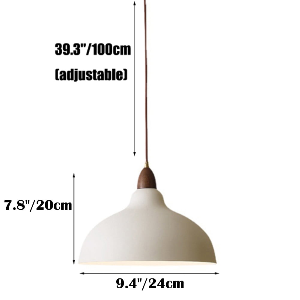 Modern Minimalist Dome Pendant Lamp, Wood Metal Iron Pendant Light Fixture, Semicircle Farmhouse Pendant Lighting, Japanese Style Rustic Chandelier for Dining Room Table Kitchen Island