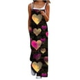 thumbnail image 3 of QATAINLAV Rompers for Women Casual Sleeveless Sling Button Jumpsuits Heart Print Loose Wide Leg Onesie Pants with Pockets, Multicolor, XXL, 3 of 6