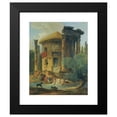 thumbnail image 2 of Hubert Robert 20x24 Black Modern Framed Museum Art Print Titled - Washerwomen at the Edge of a River, Beneath a Ruined Circular Temple, 2 of 5