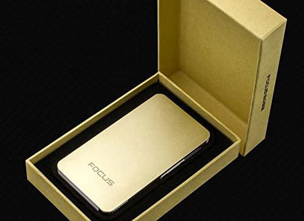 ULTRA THIN FOCUS 6 pack Automatic Loading Cigarette Case Dispenser With  Built in Torch Lighter (GOLD COLOR)