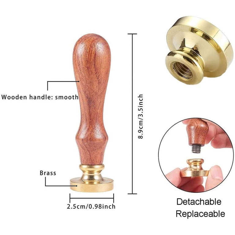 CRASPIRE Goat Wax Seal Stamp - 25mm Removable Brass Seal Head With Wood Handle For Envelopes, Invitations, Wedding & Bottle Decoration