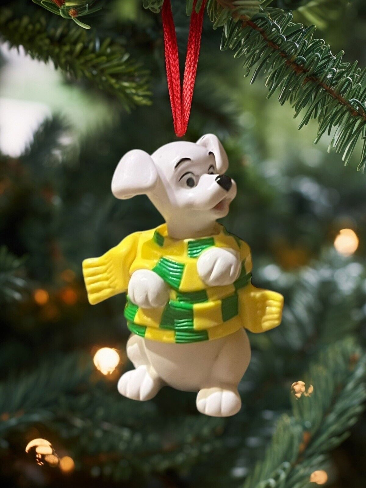 ORNAMENT 101 Dalmatians Green Christmas Wrap Vintage Disney