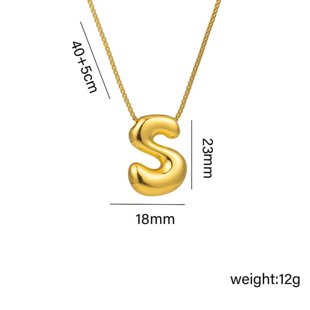 Collar Colgante Inicial, Dije Alfabético, Joyería en Aleación con Baño Electrolítico con Letra para Mujeres, Niñas