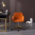 thumbnail image 6 of Modern Rolling Velvet Fabric Executive Office Chair with Adjustable Height and 360 Revolving, Swivel Accent Back Armchair with Wheels and Golden Base, Upholstered Vanity Chair, Orange, 6 of 9