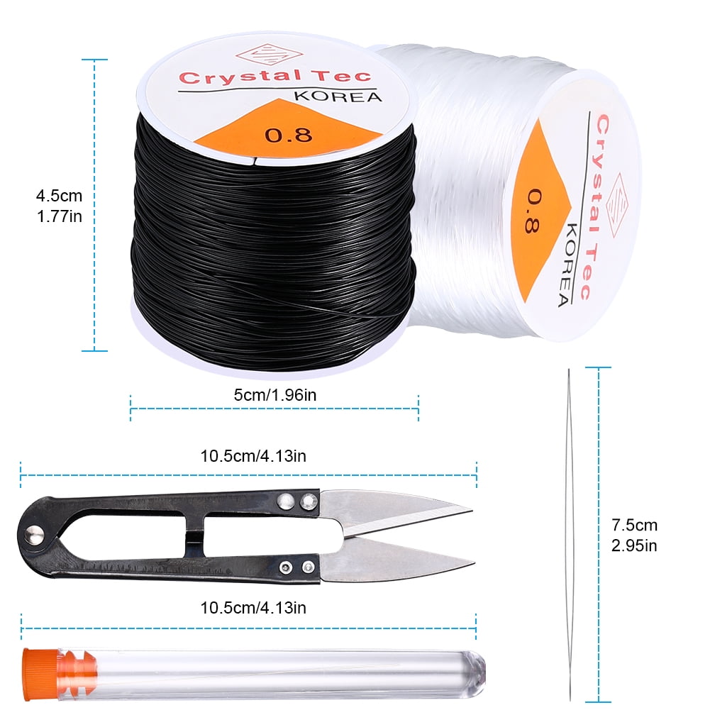 Elastic String for Bracelets, 50M Black and 50M Clear Stretchy