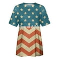 thumbnail image 4 of TSADFHJI Jour de l'Indépendance pour Femmes Imprimé Quotidien Chemises d'Été pour Femmes Débardeur Col Rond Blouse Imprimée 4 Juillet Manches Courtes T-Shirts d'Entraînement Décontractés Amples S Bleu, 4 of 4