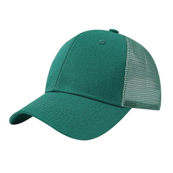 FAWUUDO Men Baseball Caps Cotton Six Piece Mesh Back Solid Color Sun Shading Hat for Outdoor Travel Summer Green