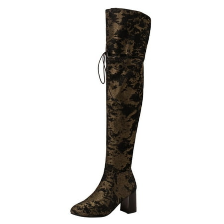 

Mackneog Women s Autumn And Winter Cowboy High Above Knee Thick Heel Side Zipper Long Gift on Clearance