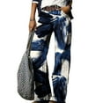 thumbnail image 4 of Stephy Women's Flare Wide Leg High Waisted Casual Vintage Floral Print Pants Casual Colorful Trouser, Blue, M, 4 of 4