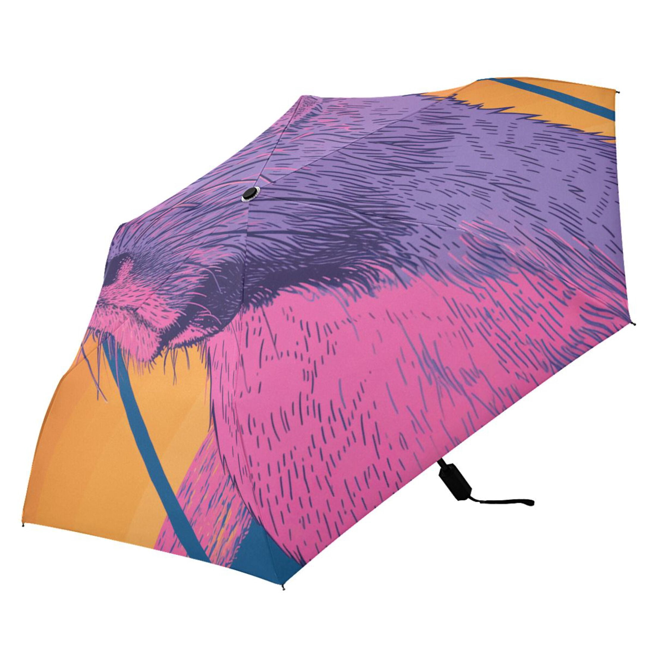 Guinea Pig with Sunglasses Compact Sun Umbrella Windproof Travel Umbrellas for Rain Strong Portable UV Protection