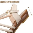 thumbnail image 6 of Spencer Women Sandals Flats Sandals Dressy Summer Beach Shoes Comfort Walking Open Toe Buckle Ankle Strap Bohemian Flats, Beige, 6 of 12