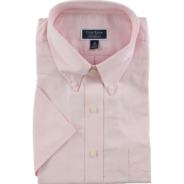 Camisa de vestir con botones resistente a las arrugas para hombre Club Room rosa 16.5