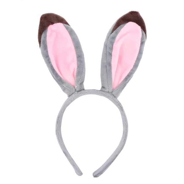 KAKOWELY Diadema con orejas de conejo de peluche, adorable accesorio para disfrazarse de fiesta, pelo de dibujos animados