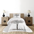 thumbnail image 4 of Ambesonne Nature Quilted Bedspread Set 2 Pcs, Fall Leaves Solititude, Twin Size, Brown White, 4 of 5