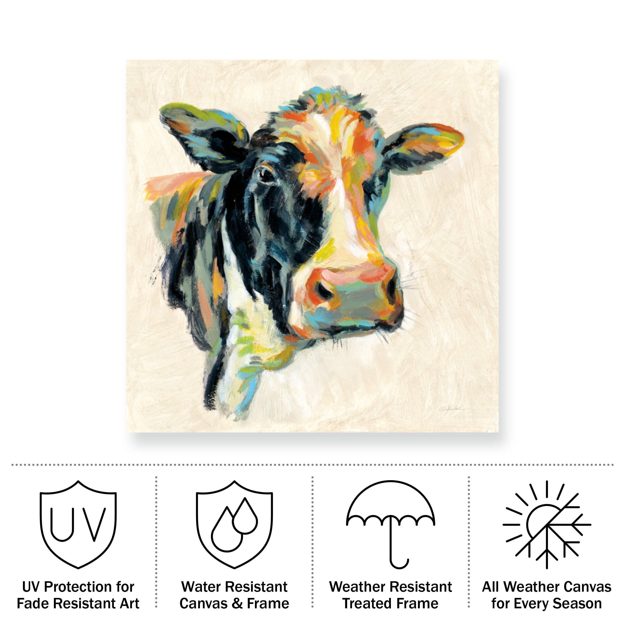 Silvia Vassileva 'Expressionistic Cow I' Outdoor Canvas