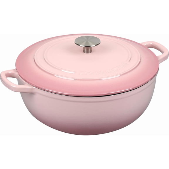 Enameled Cast Iron Dutch Oven Pot with Lid for Sourdough Bread Baking, Bread Dutch Ovens, Cooking Pots, 5 Quart, Pink