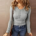 thumbnail image 5 of Womens Ribbed Knit Tops Long Sleeve Slim Fit Base Pullover Sweaters Crew Neck Solid Color Casual Fall Knitwear (M, Gray), 5 of 5