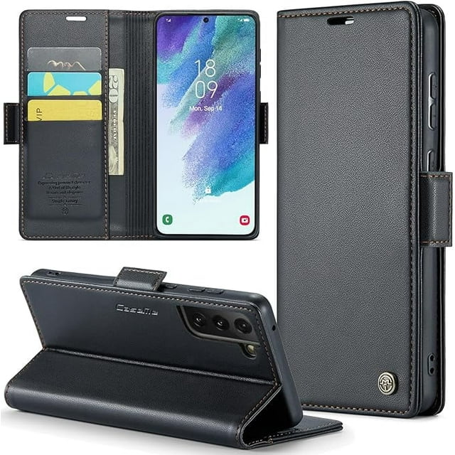 Funda tipo cartera para Samsung Galaxy S21 FE 5G con bloqueo RFID, tarjetero, soporte magnético, funda protectora de piel con tapa para Samsung Galaxy S21 FE 5G de 6,4 pulgadas