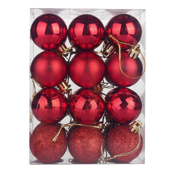 Bigersell Shatterproof Christmas Ball Ornaments Set for Christmas Tree Decorations 24PCS 1.57 inch Plastic Balls Decorative Hanging Ornaments Red