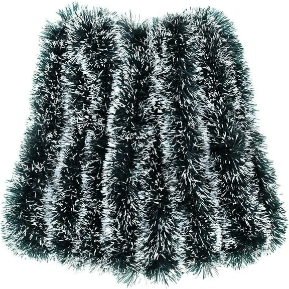 32.8"x8" Dark Green/White Christmas Garland, Christmas Tinsel Decorations, Xmas Tree Decorations, Christmas Metallic Twist Garland Ceiling Hanging for Indoor& Outdoor Decor