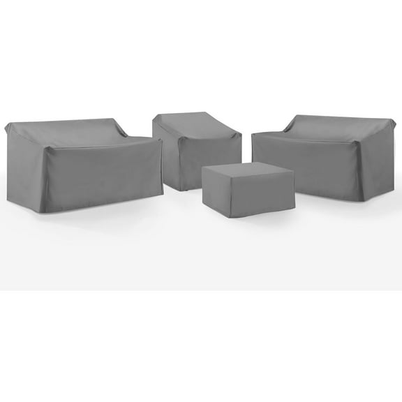Outdoor Furniture Cover Set - 4 Piece Patio Sectional Protector - Heavy Duty Vinyl - Grey