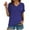 507_Blue, variant on T Shirts for Women,V Neck Short Sleeve Casual Stylish Top Solid Blouson Sleeve Loose Fit Shirts,Black Women Blouses