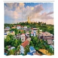thumbnail image 3 of Ambesonne Colorful Shower Curtain, Village Skyline Scene, 69"Wx84"L, Multicolor, 3 of 3