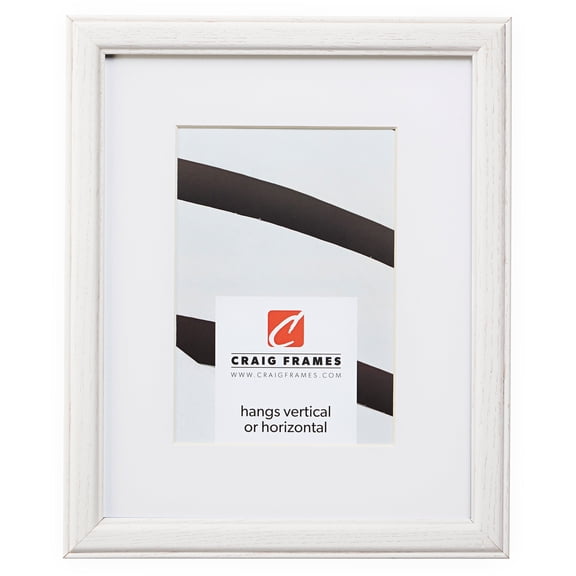 Craig Frames Wiltshire 236, Simple White Hardwood Picture Frame with Single White Mat - Displays a 14 x 20 Inch Print with the Mat or 19 x 25 Inch without the Mat