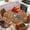 Brown Orange, variant on Fall Pumpkins Round Tablecloth, Fitted Table Cover with Elastic for 55"-60" Round Tables, Thanksgiving Orange Maple Leaf Textured Table Cloth Outdoor Indoor Dinning Party Waterproof Tablecloths