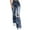 Blue, variant on Timegrad Flare Denim Pants for Women Slim Stretch Ripped Hole Jean Pants High Waist Bell Bottom Trousers