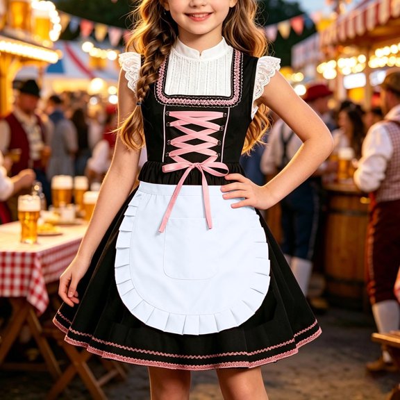 Festival Girl Role Play Waist Wrap Half Skirt Kitchen Party Children's Skirt Role Play 5 15 Years