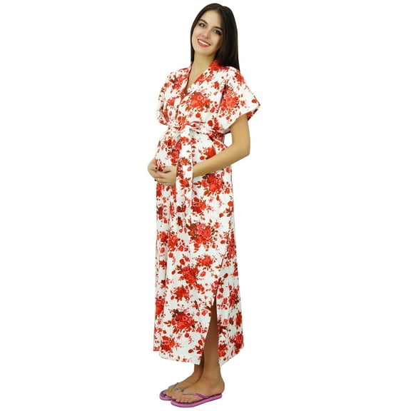 Bimba Delivery Maternity Gown Caftan Maxi, Front & Back Button Kaftan Dress