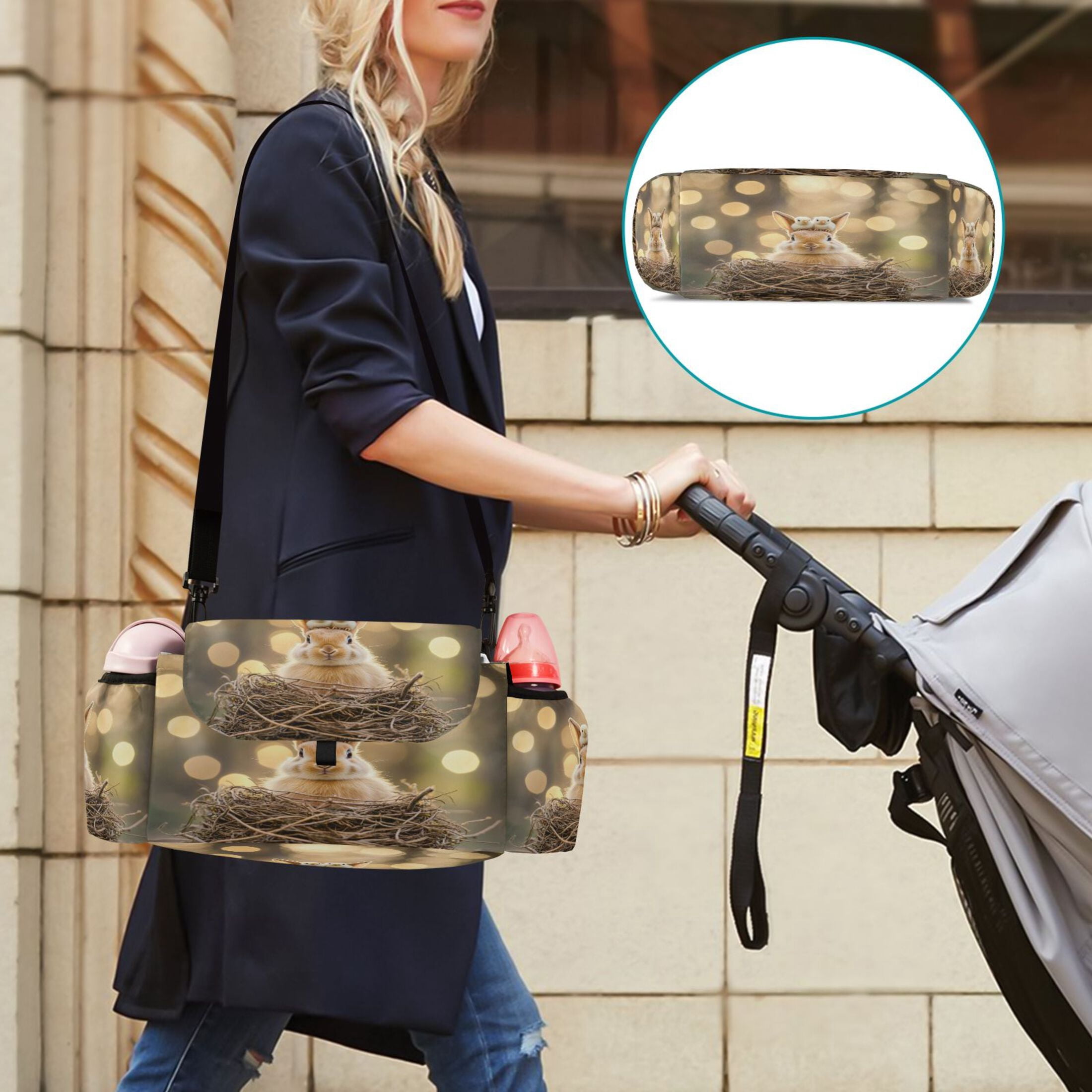 DIXRUYEE Stroller Organizer Squirrel's Spring Smile Printed