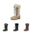 DREAM PAIRS Women's River_1 Beige White Mid Calf Winter Snow Boots Size