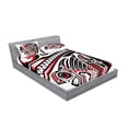 thumbnail image 2 of Ambesonne Tribal Fitted Sheet & Pillow Sham Set, Haida Animal Art, Full, White Red Black, 2 of 2