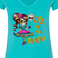 thumbnail image 4 of Inktastic DÃ­a De Los Muertos Girl with Skull Balloon Women's V-Neck T-Shirt, 4 of 5