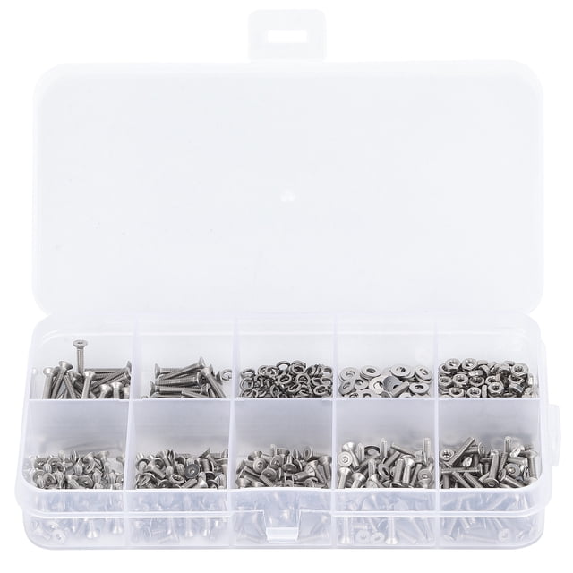 Oubit Bolts Set,600PCS Stainless Steel Countersunk Bolts Kit Hex Nuts Washers Set Exquisite Design
