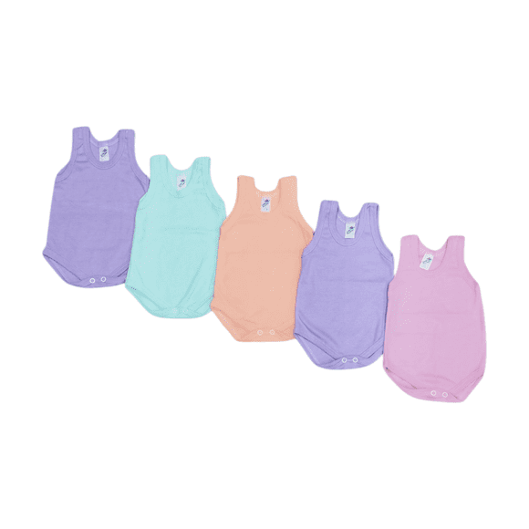 Paquete con 5 Pañaleros Camiseta Extra Suaves para Bebé combinación de colores pastel, Baby Planet México, Talla 12 Meses, 100% Algodón.