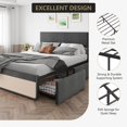 thumbnail image 4 of BeesClover Full Size Platform Bed Frame with 2 Drawers & Headboard, Mattress Support with Metal Slats, Solid, Stable, No Box Spring, Easy Assembly, Grey, 4 of 8