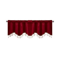 Hiroekza Elegant Fringed Window Valance Curtains Polyester Stylish Short Drapes for Home Decor Rod Pocket Window Treatments 51 x 18 Inches Red