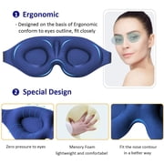 MZOO Sleep Eye Mask for Men Women, 3D Contoured Cup Sleeping Mask & Blindfold, Concave Molded Night Sleep Mask, Block Out Light, Soft Comfort Eye Shade Cover for Travel Yoga Nap, Blue
